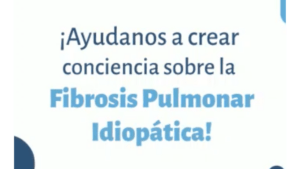 Spanish text on white background reading "Help us raise awareness about Idiopathic Pulmonary Fibrosis!".