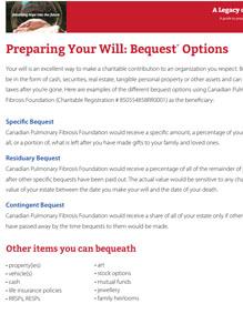 Preparing your will: Bequest Options