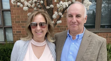 Wendy and Victor pose for a photo at a grand niece’s baptism in 2021.  