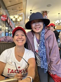 Tina and Teresa at the lunch after the Markham Walk in 2025.