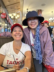 Tina and Teresa at the lunch after the Markham Walk in 2025.