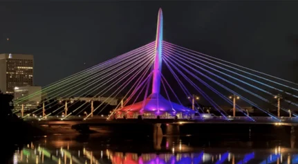 Lighting of Winnipeg Esplanade Riel Bridge